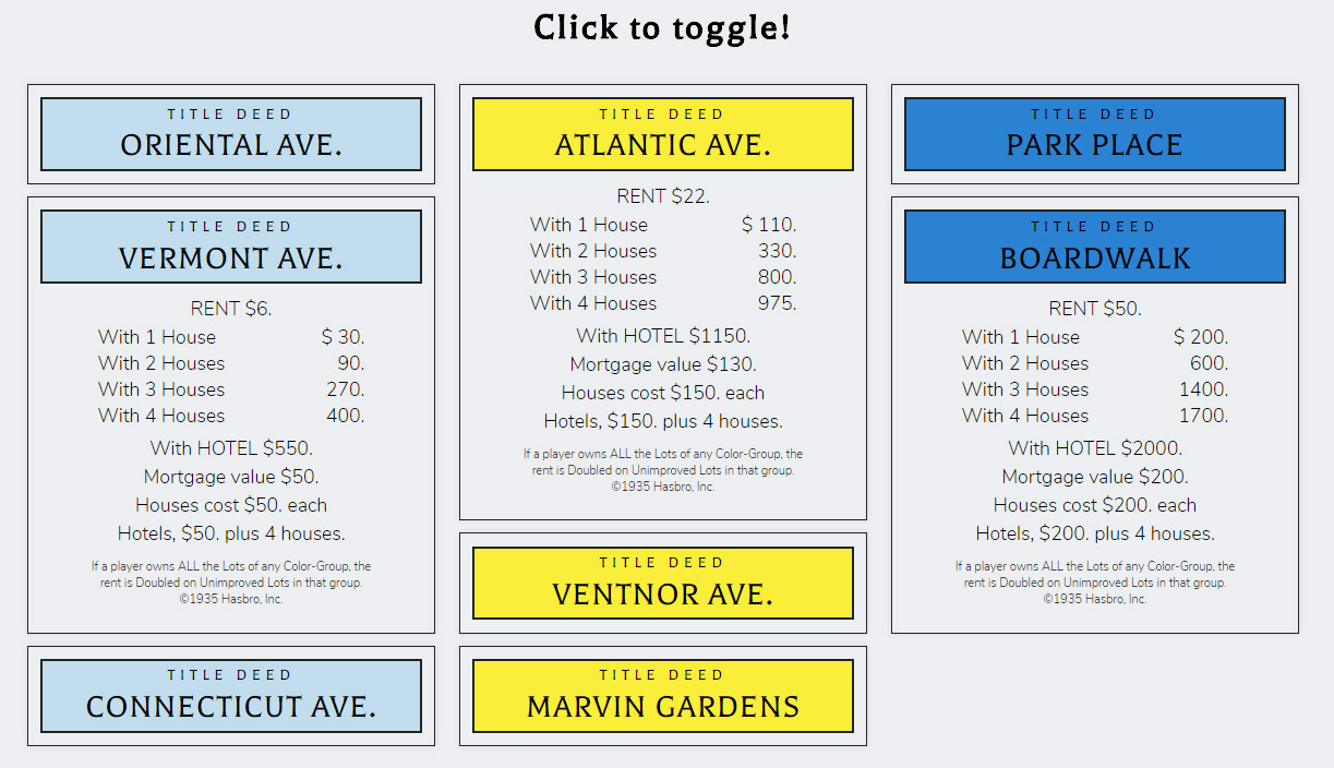 Digital Monopoly properties